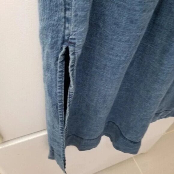 Aritzia Wilfred Gabrielle Chambray Denim Lyocell Linen Midi Skirt Side Slits XXS - Picture 7 of 12